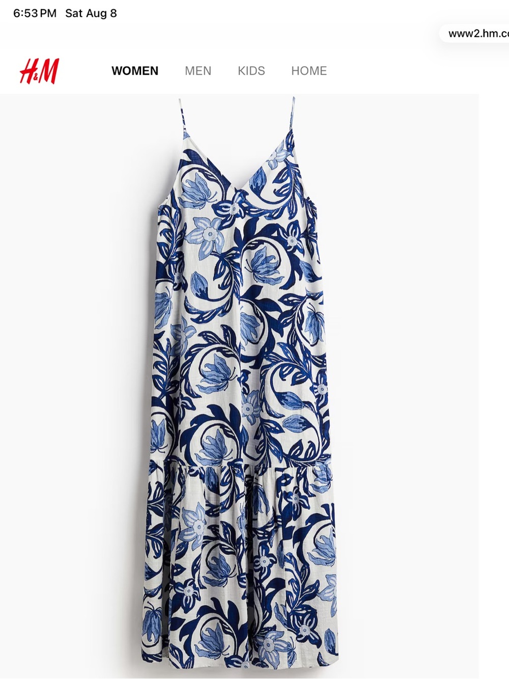 H&M White/Blue Floral Maxi Dress